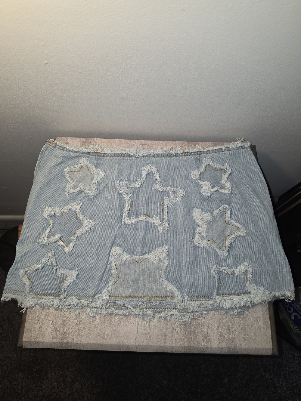 Shein Light Blue Denim Mini Skirt with Star Appliqué
